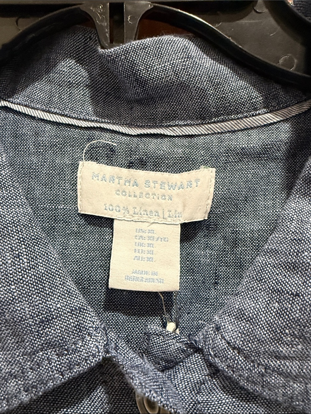 Martha Stewart Light Blue Chambray Button-Front linen Jacket - Picture 3 of 7